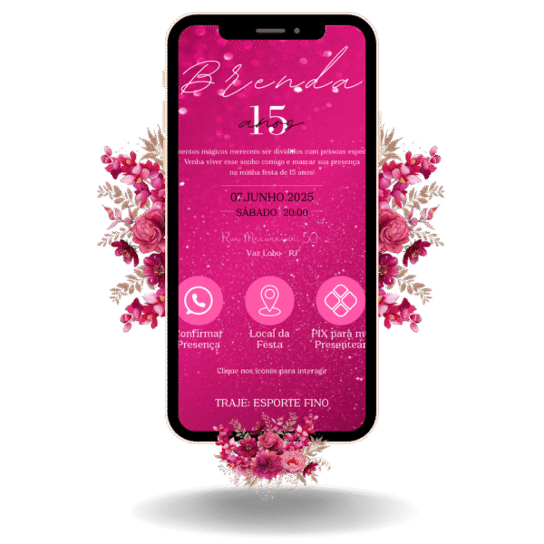 Convite Interativo Basic Rosa Choc