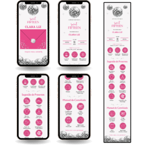 Convite Interativo Premium Discoteca Rosa e Prata