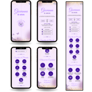 Convite Interativo Premium Roxo e Lilás