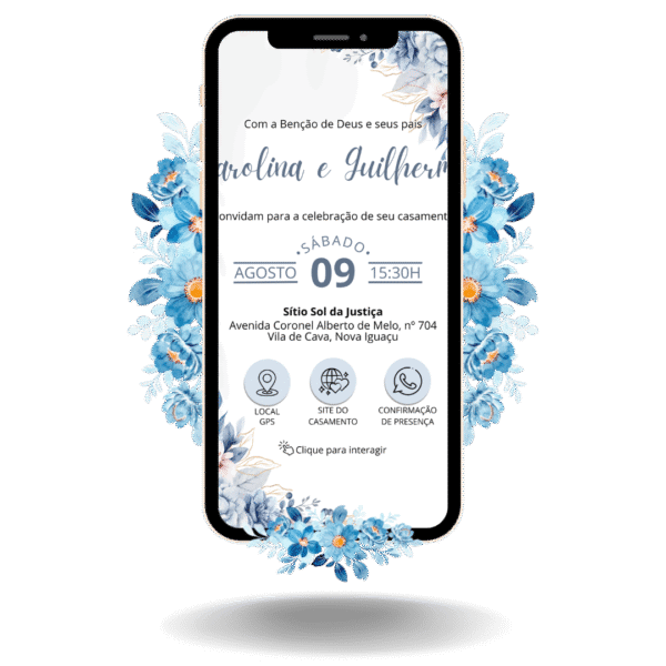 Convite Interativo Basic Casamento Azul