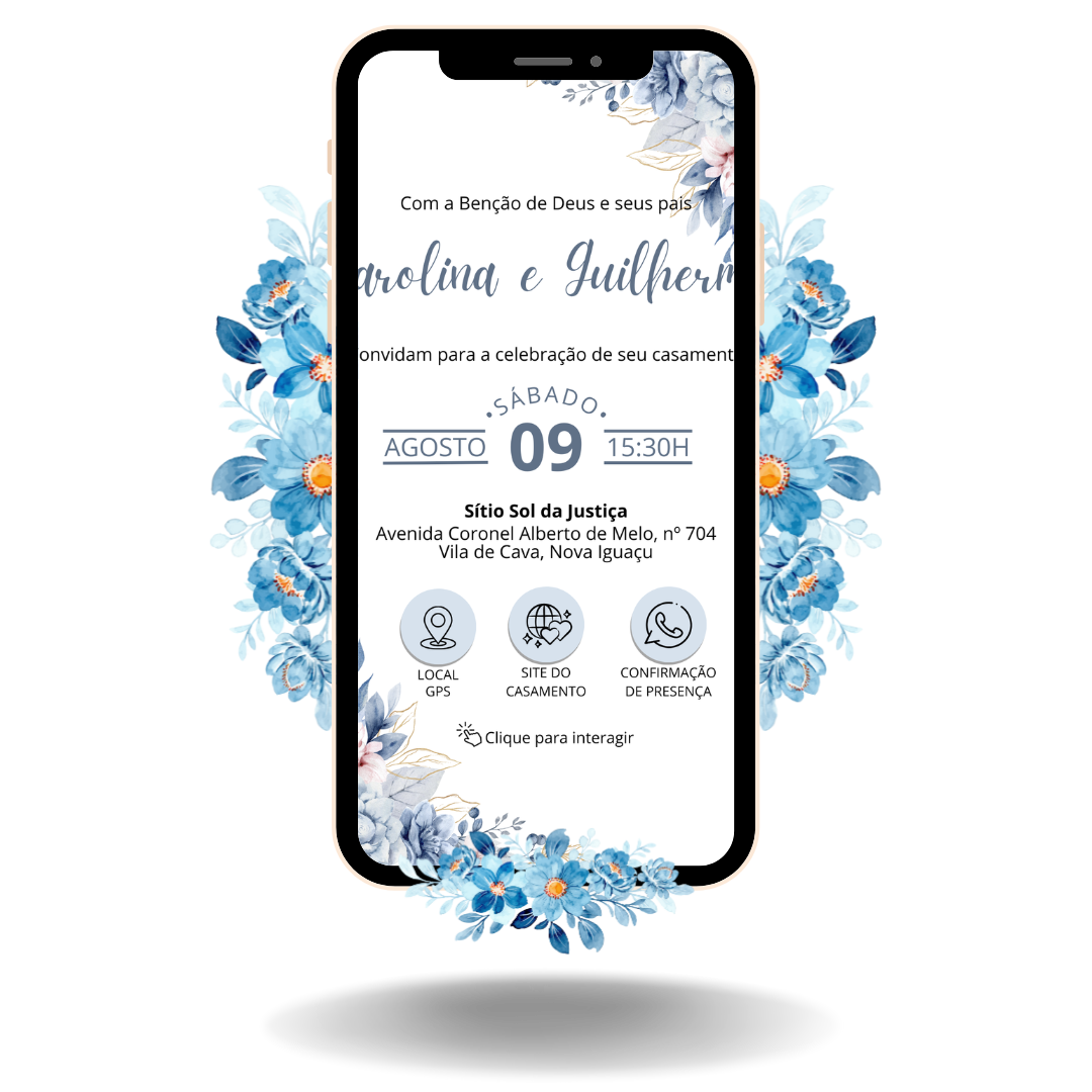Convite Interativo Basic Casamento Azul