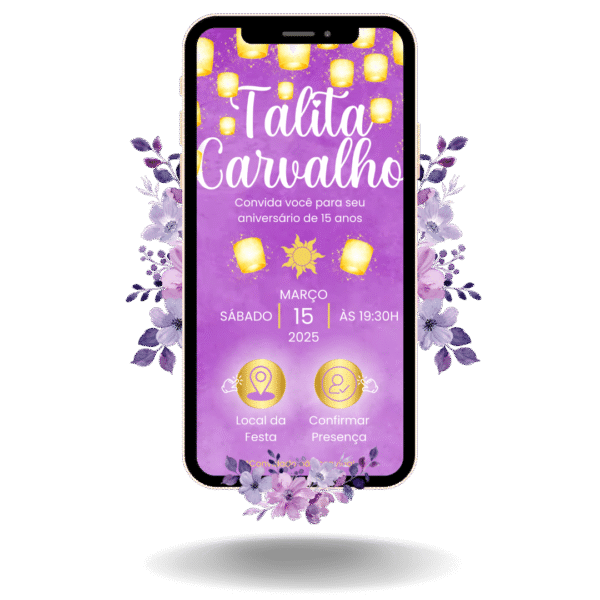 Convite Interativo Basic Enrolados/Rapunzel