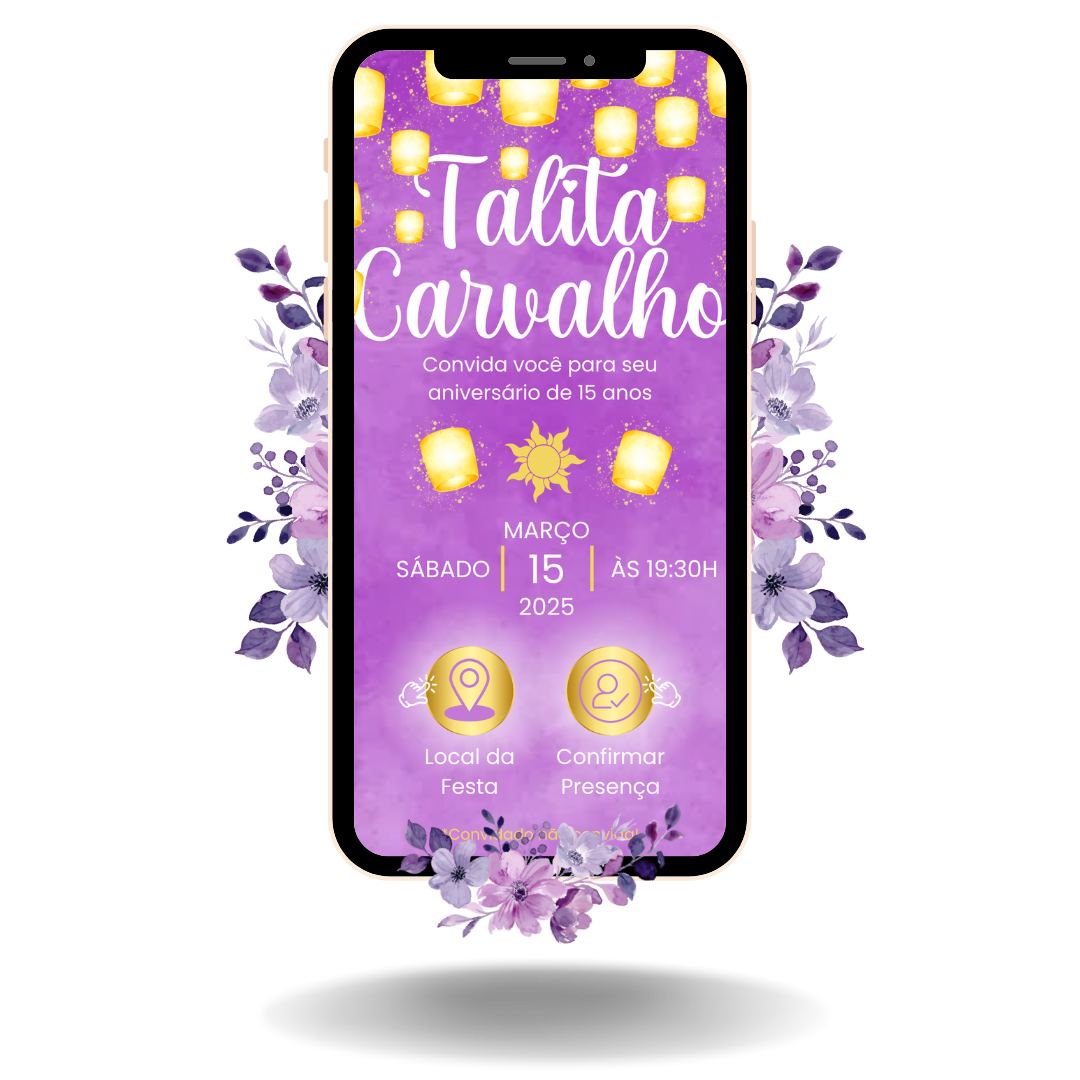 Convite Interativo Basic Enrolados/Rapunzel