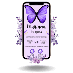 Convite Interativo Basic Borboleta Roxo