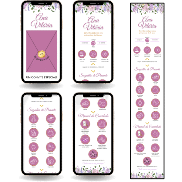 Convite Interativo Premium Jardim Rosa