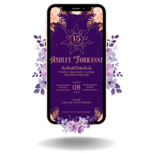 Convite Interativo Basic Enrolados/Rapunzel Roxo