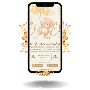 Convite Interativo Basic Chá Revelação Urso