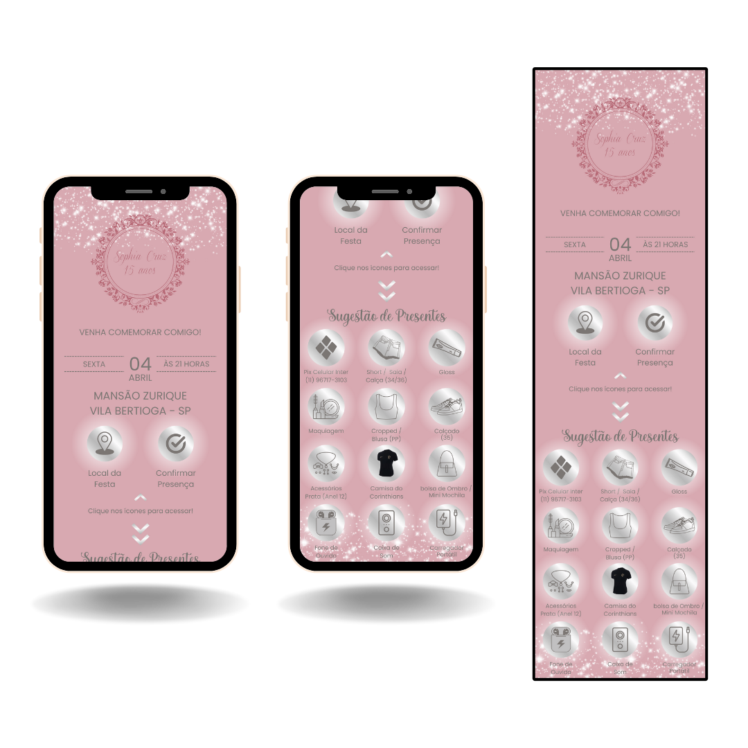 Convite Interativo Pro Rosa e Prata