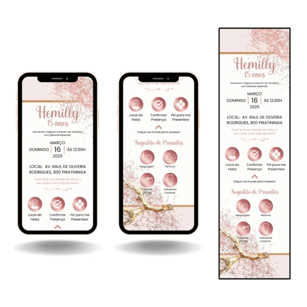 Convite Interativo Pro Rose Gold