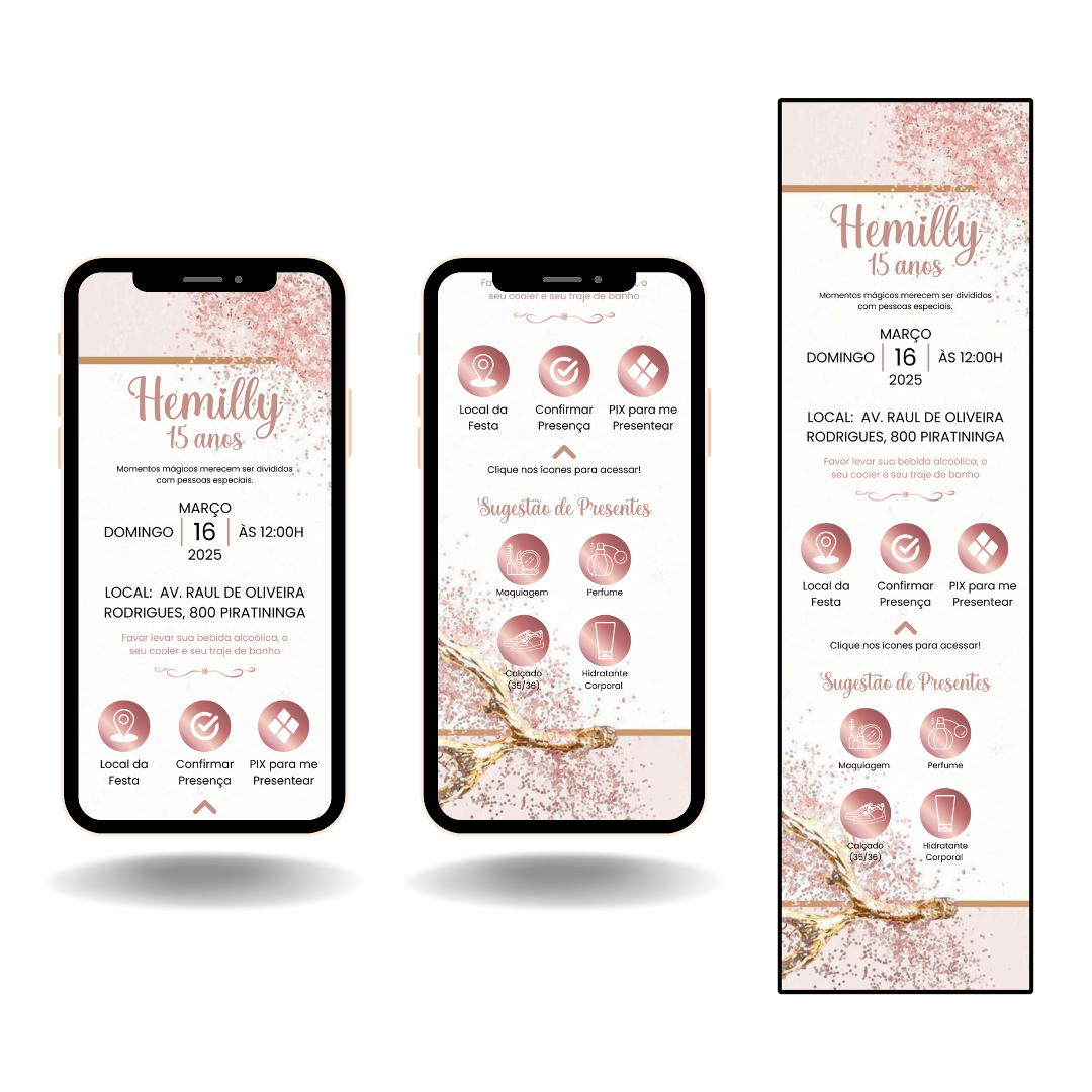 Convite Interativo Pro Rose Gold