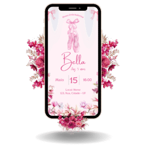 Convite Tradicional Bailarina Rosa