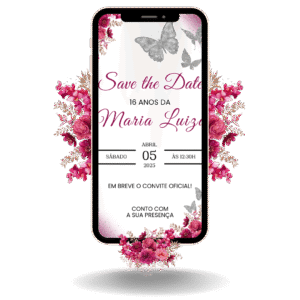 Save the Date Tradicional - Rosa e Prata