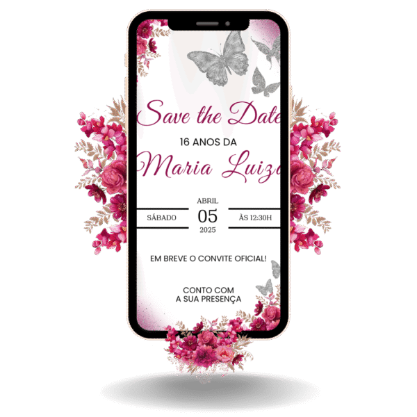 Save the Date Tradicional - Rosa e Prata