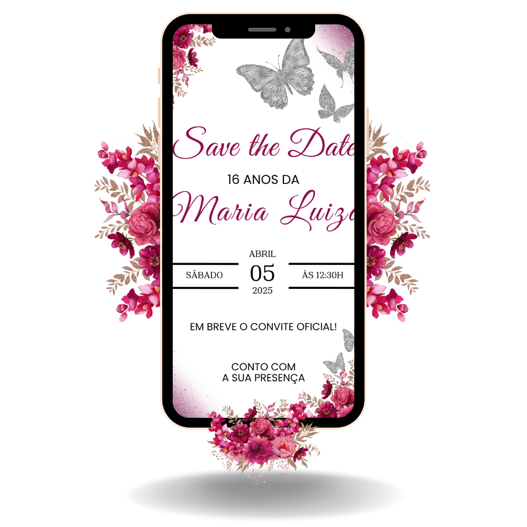 Save the Date Tradicional - Rosa e Prata