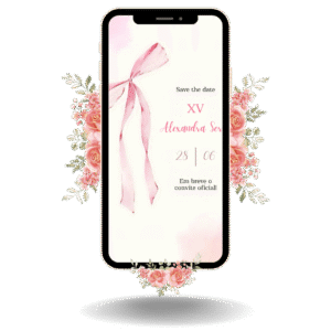 Save the Date Tradicional - Laço Rosa