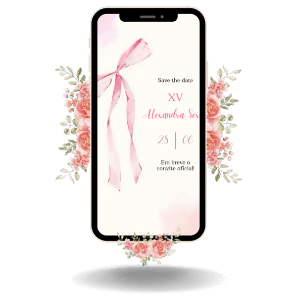 Save the Date Tradicional - Laço Rosa
