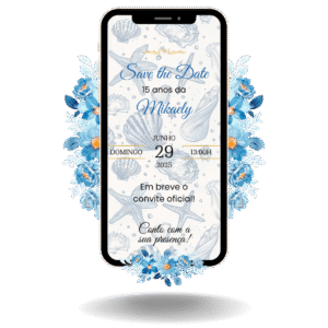 Save the Date Tradicional - Fundo do Mar Azul