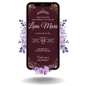 Save the Date Tradicional - Vinho e Dourado