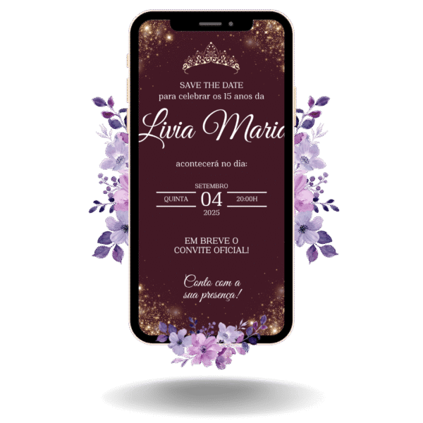 Save the Date Tradicional - Vinho e Dourado