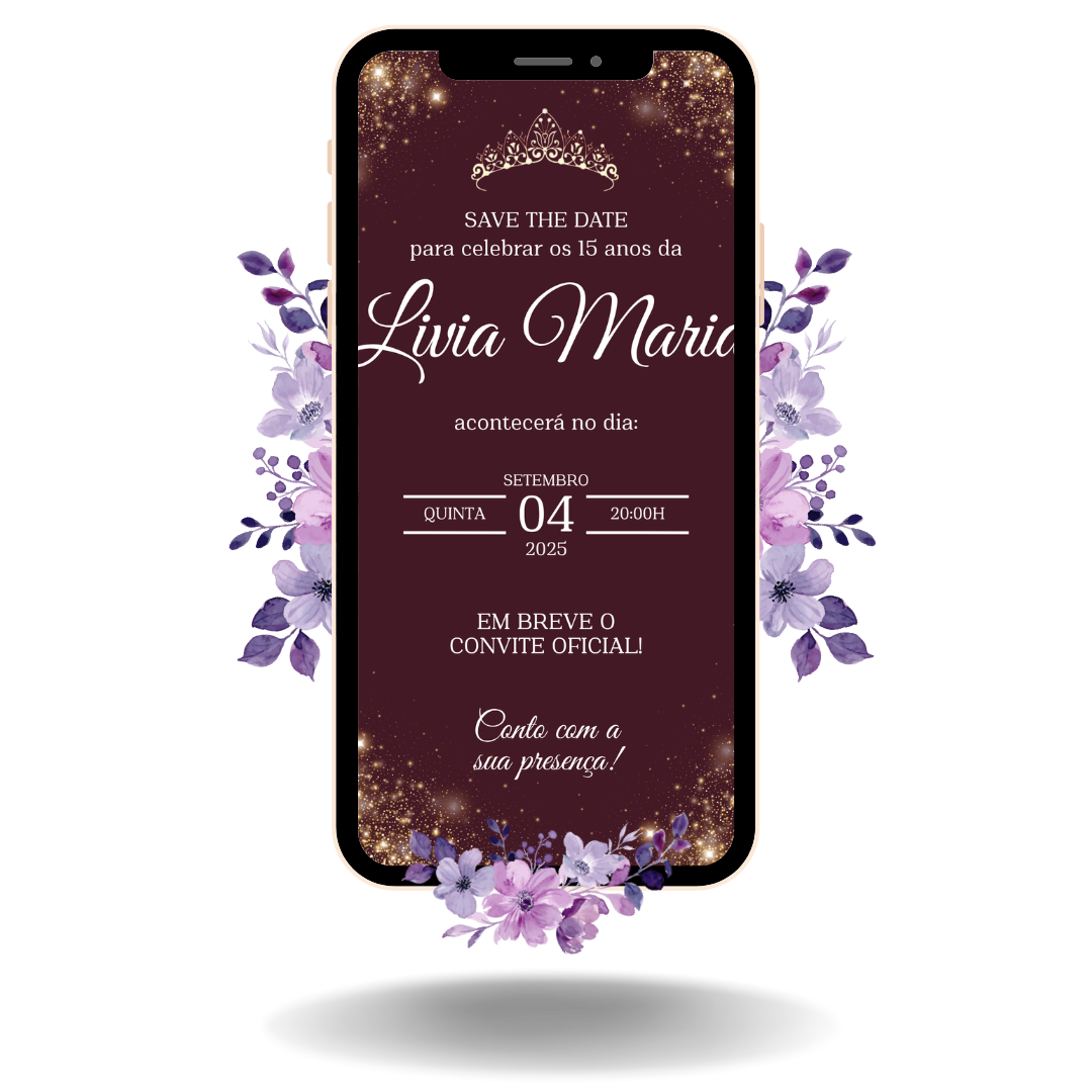 Save the Date Tradicional - Vinho e Dourado