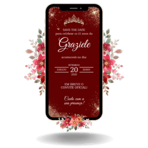 Save the Date Tradicional - Vermelho e Dourado