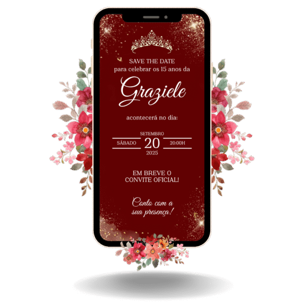 Save the Date Tradicional - Vermelho e Dourado