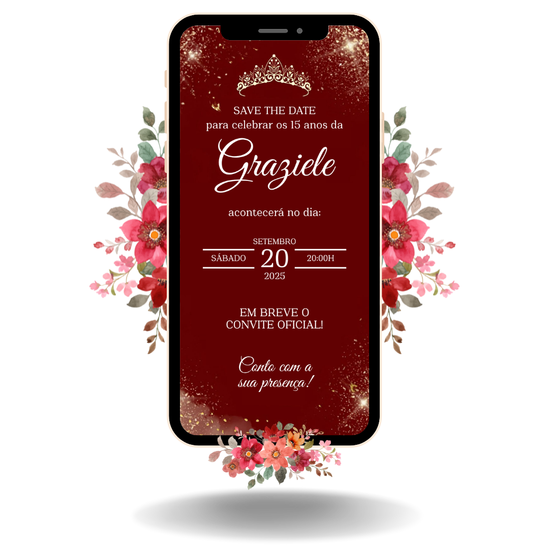 Save the Date Tradicional - Vermelho e Dourado