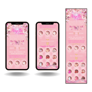 Convite Interativo Pro Borboleta Rosa e Rose Gold