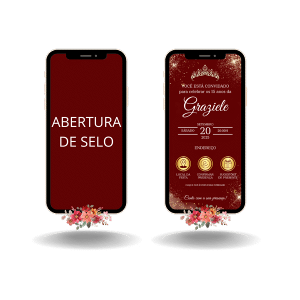 Convite Interativo Basic + Abertura de Selo - Vermelho e Dourado