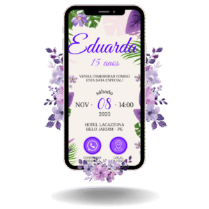 Convite Interativo Basic Tropical Roxo