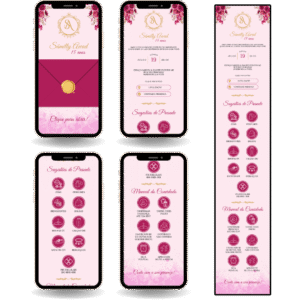 Convite Interativo Premium - Rosa e Dourado