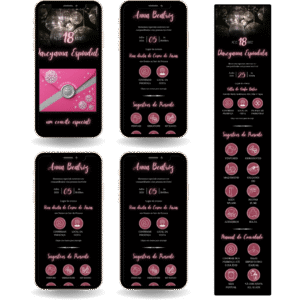 Convite Interativo Premium Discoteca - Rosa e Prata