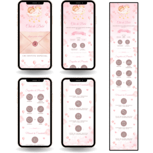 Convite Interativo Premium - Chá de Bebê Menina Rosa
