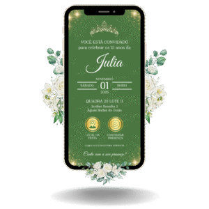 Convite Interativo Basic - Verde e Dourado