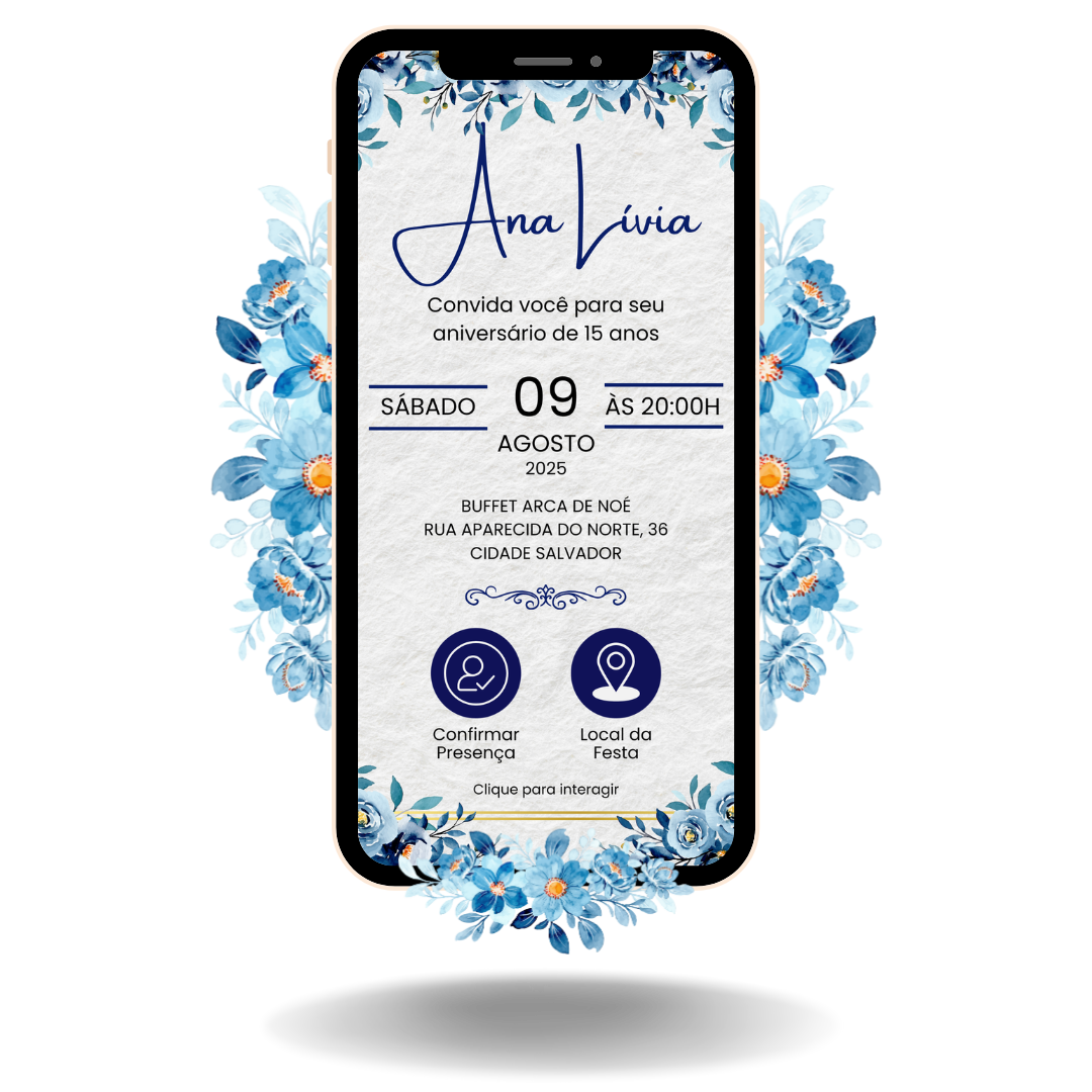 Convite Interativo Basic - Azul Escuro