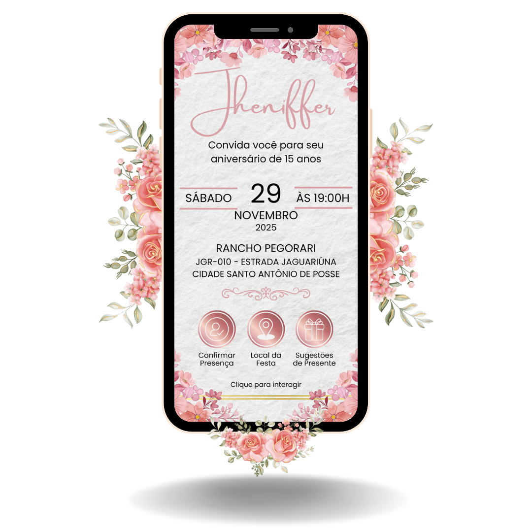 Convite Interativo Basic - Rose Gold