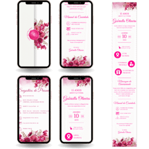 Convite Interativo Premium - Rosa