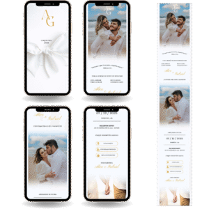 Convite Interativo Premium Casamento - Branco e Dourado