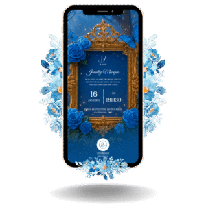 Convite Interativo Basic - Azul com Dourado