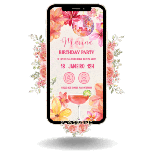 Convite Interativo Basic - Tropical Rosa