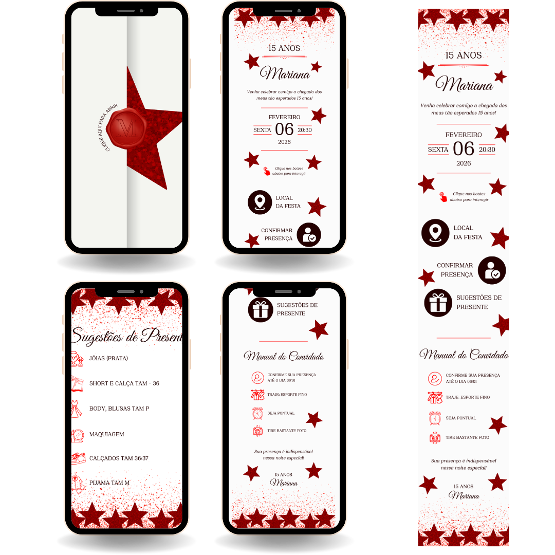 Convite Interativo Premium - Estrela Vermelha