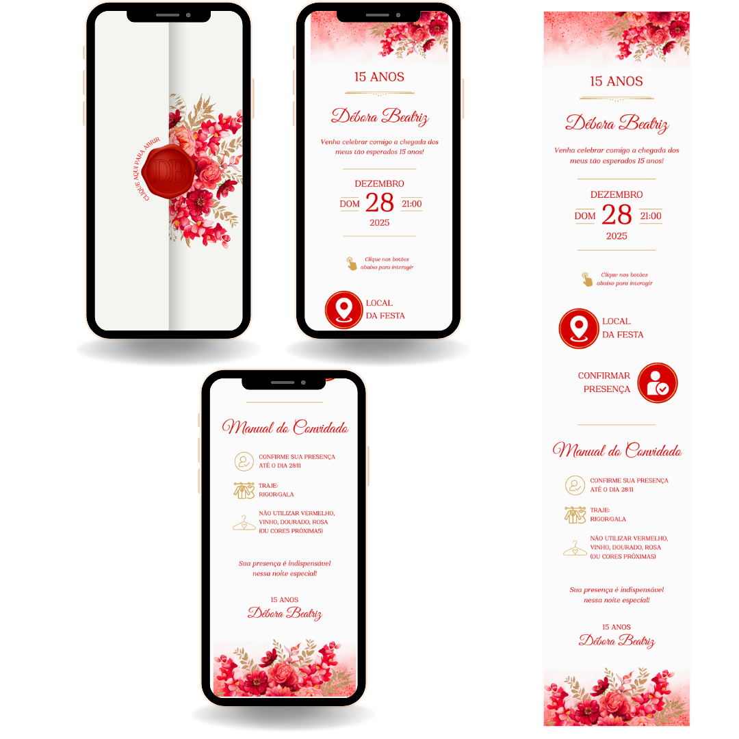 Convite Interativo Premium - Vermelho