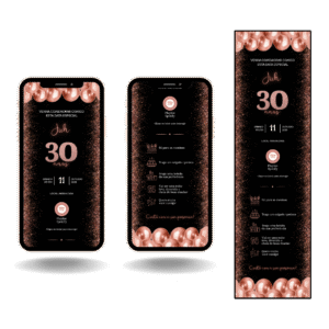 Convite Interativo Pro - Preto e Rose Gold