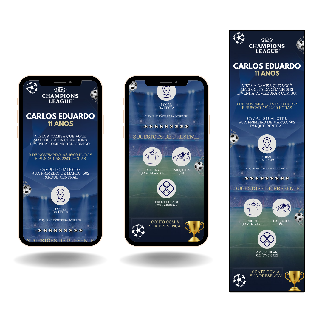 Convite Interativo Pro - Champions League