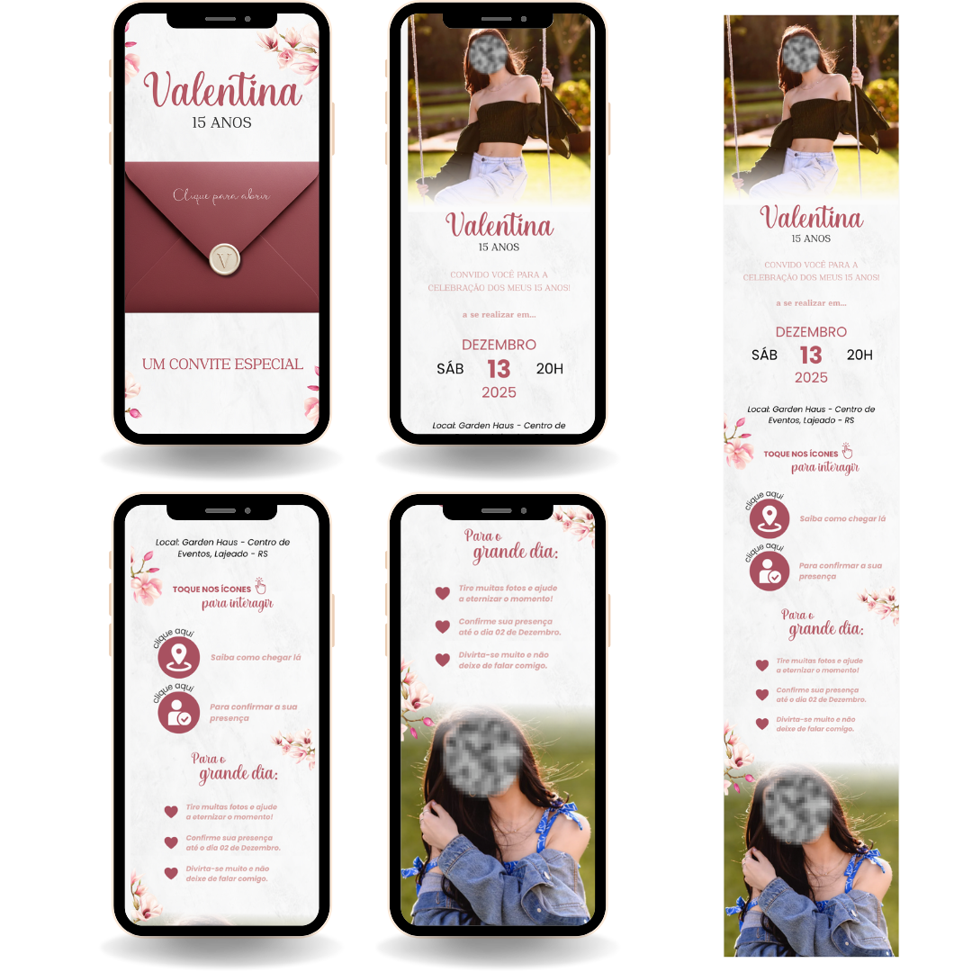 Convite Interativo Premium - Marsala com Fotos