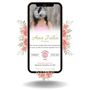 Convite Interativo Basic - Rosa Claro com Foto