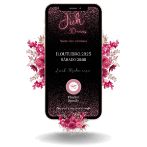 Convite Interativo Basic - Preto com Rosa