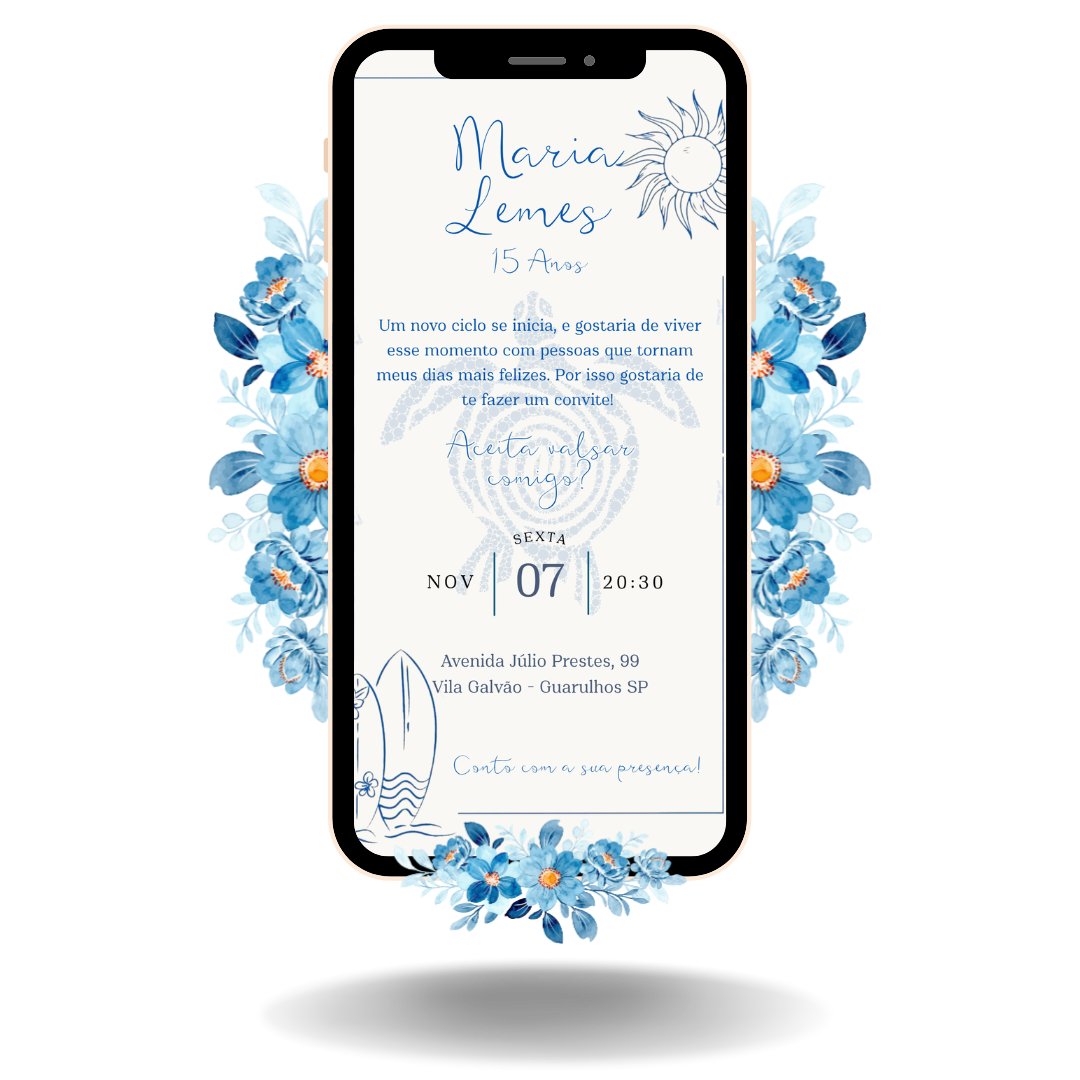 Convite Tradicional - Fundo do Mar - Azul