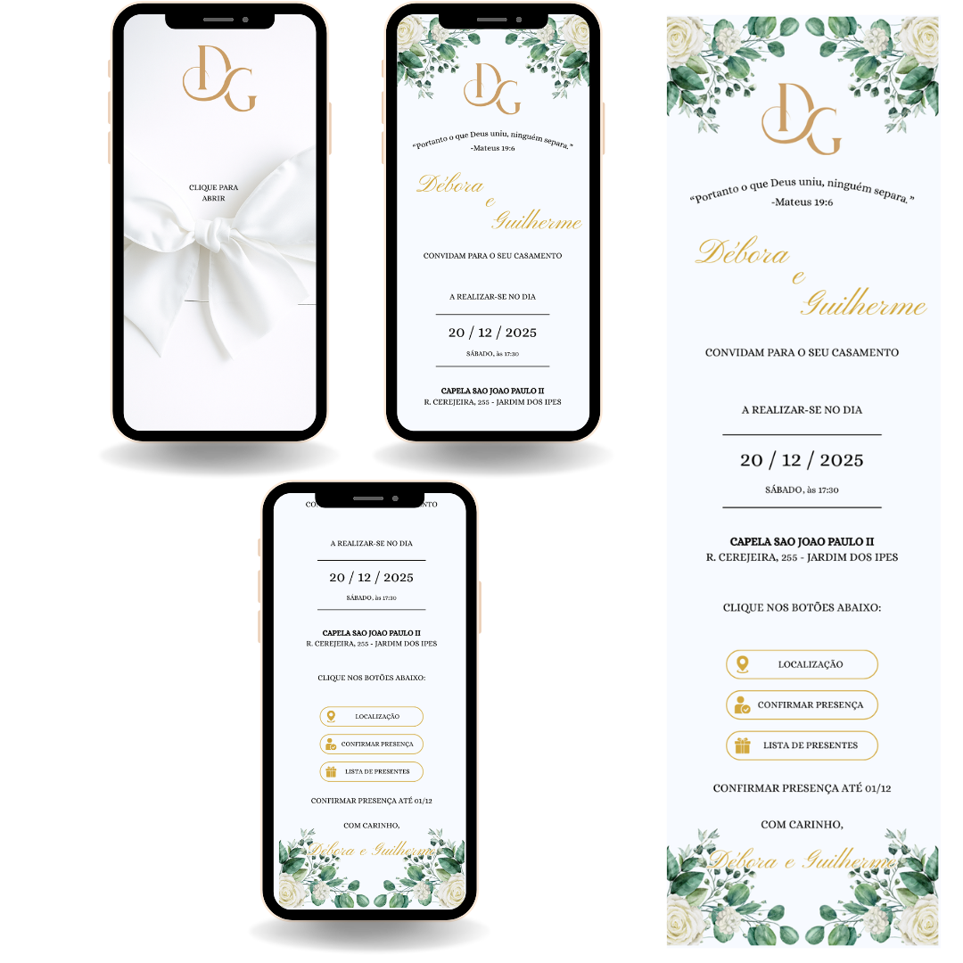Convite Interativo Premium - Casamento - Verde
