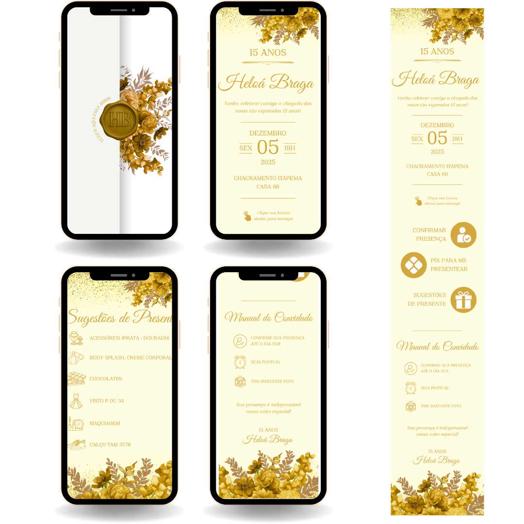 Convite Interativo Premium - Amarelo